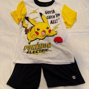 Pokémon Pikachu 2 Piece Short Sleeve Kids Pajamas (Size Small) Summer Shorts